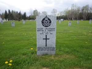 Gravesite of Flight Lieutenant Martin E. Tomsett in the Commonwealth War Graves, Gander. Photo by author 2014.