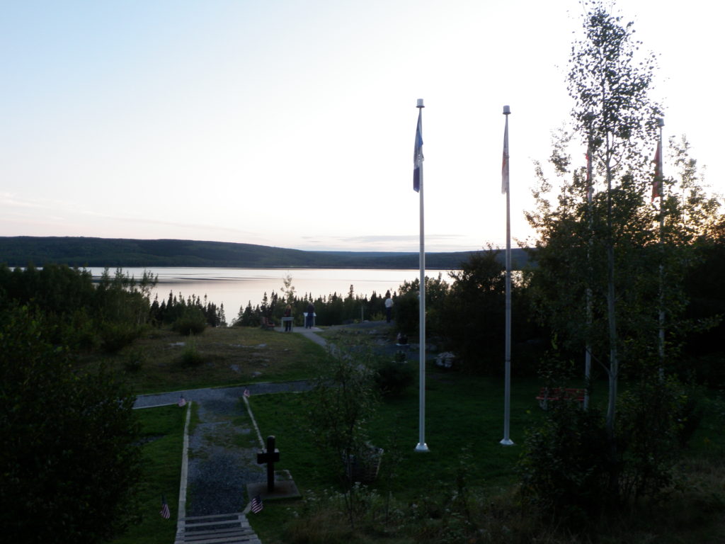 Overlooking the memorial and Gander Lake. Photo by author 2009.