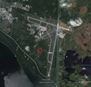 Map 1: Approximate location of the crash site relative to the airport. From GoogleEarth2016