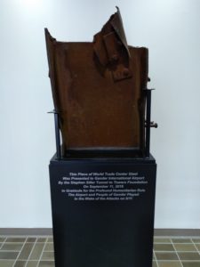 A piece of the World Trade Centre Towers that were destroyed on 9/11, now on display in the Gander International Airport